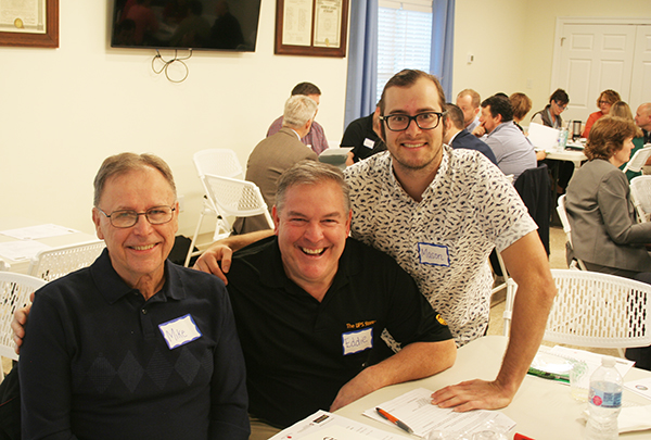 Ware District supervisor Mike Hedrick and local business owners Eddie Montero and Mason Murawski, from left, discussed ways to improve the business climate in Gloucester County in a forum held on Jan. 15 at the American Legion building. Photo by Tyler Bass