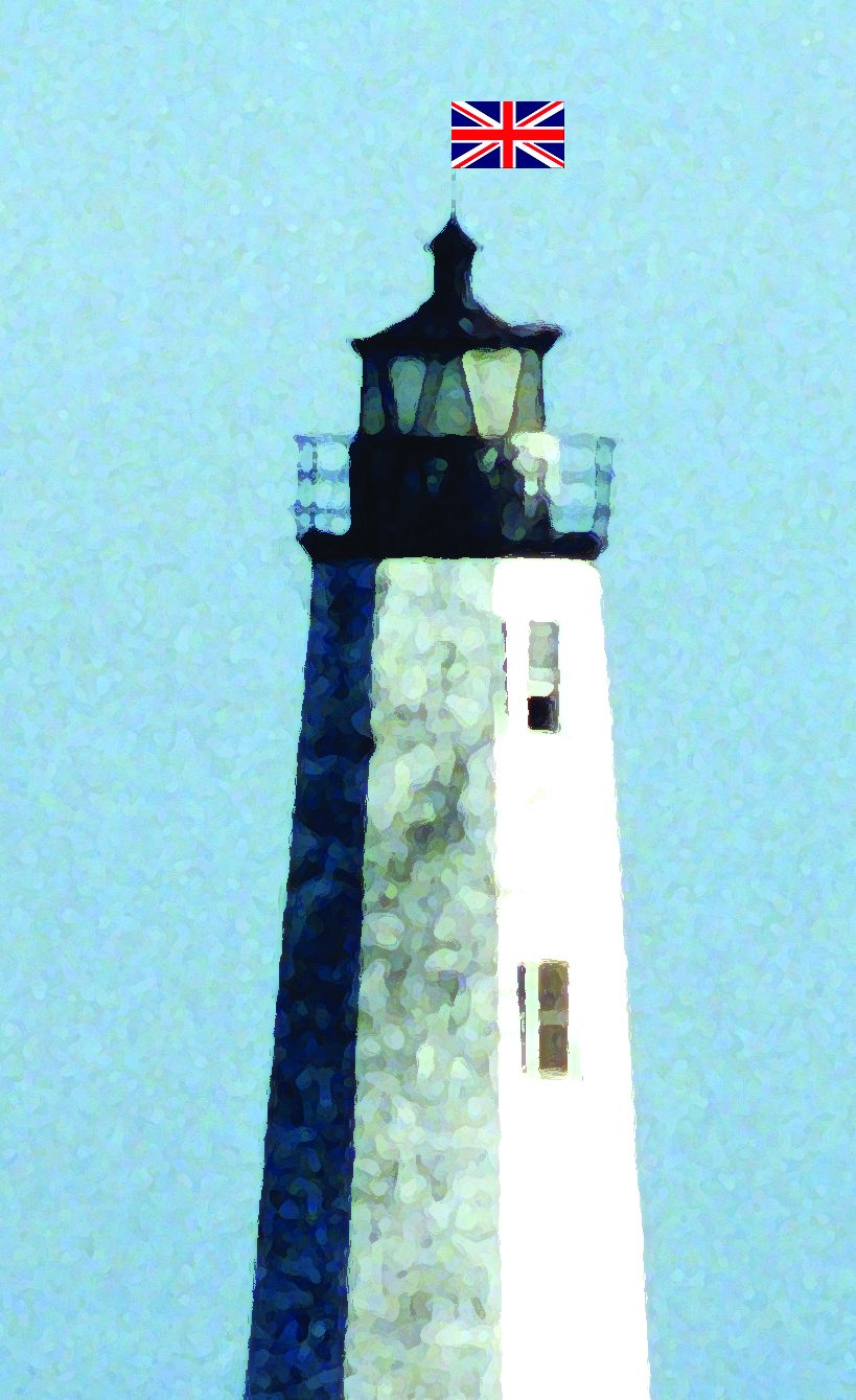lighthouse with union jack