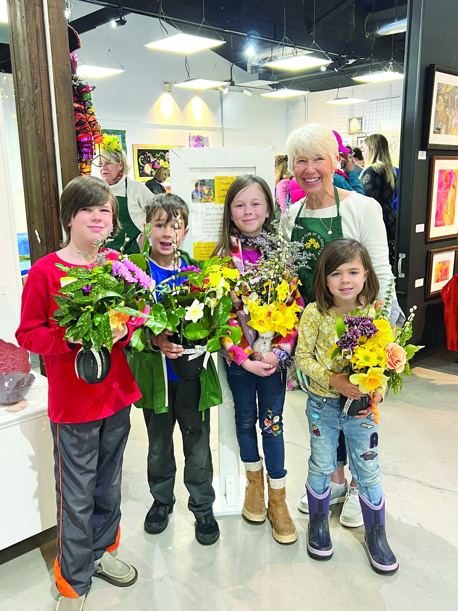 community children flower arranging