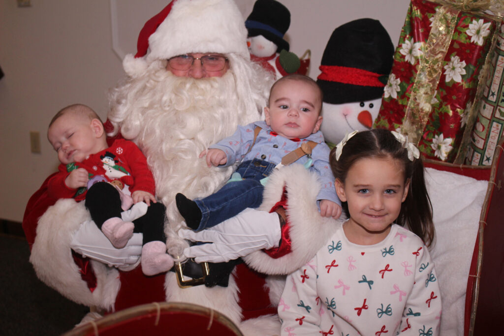 abingdon Aubrey Fowler 4 with 5 month old twins McKenna and Easton, from left