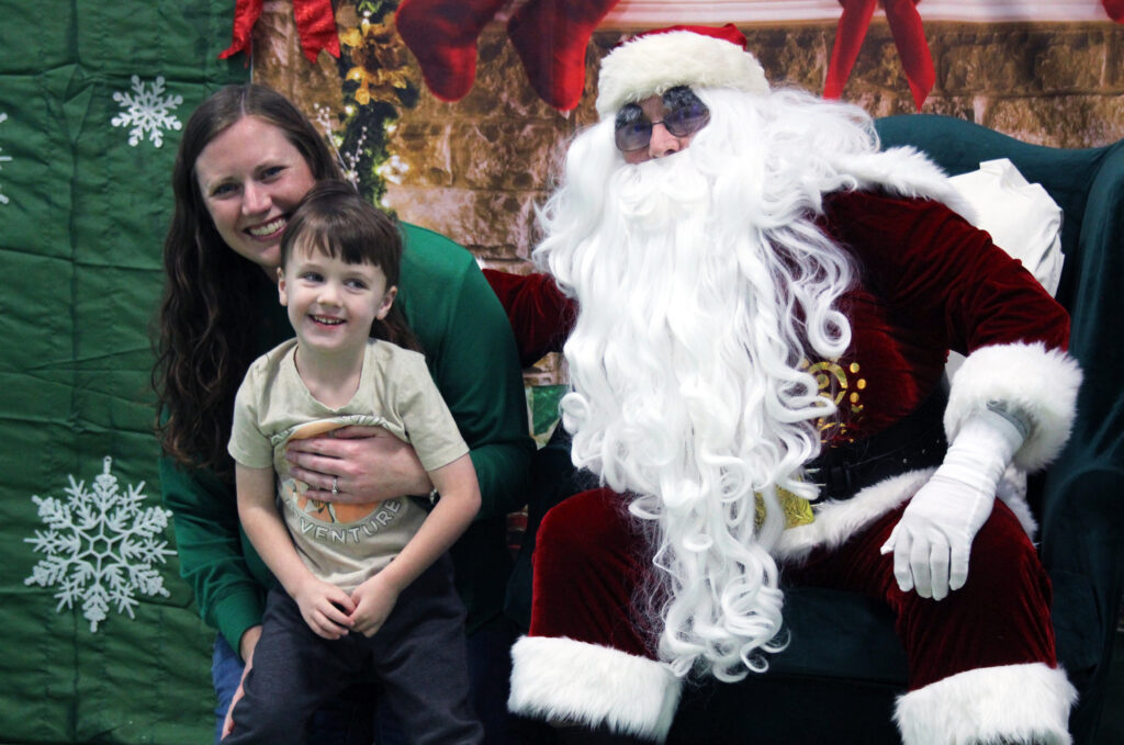 library santa ryan, 3, with mom becky mullins