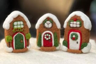 arts bay school felted gingerbread houses