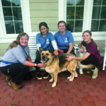 pet page GMHS Sharon Paul, Abby Lucas, Logan Rippel, Cienna Stott with dog Callie