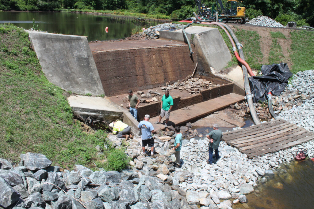 gloucester burkes pond spillway leaking 1