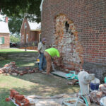 mathews old jail brickwork underway 1